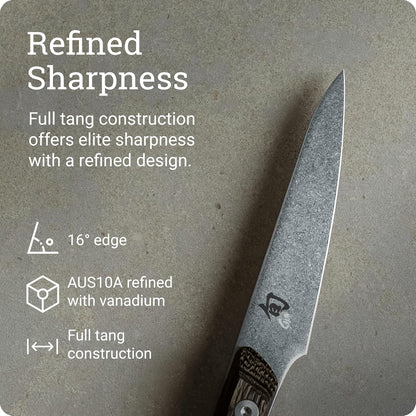 Kanso 3.5" Paring Knife, Handcrafted Japanese Vegetable and Fruit Knife, AUS10A Stainless Steel Blade, Tagayasan Handle, Small Kitchen Tool for Peeling, Coring and Cutting