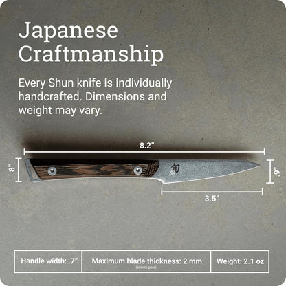 Kanso 3.5" Paring Knife, Handcrafted Japanese Vegetable and Fruit Knife, AUS10A Stainless Steel Blade, Tagayasan Handle, Small Kitchen Tool for Peeling, Coring and Cutting