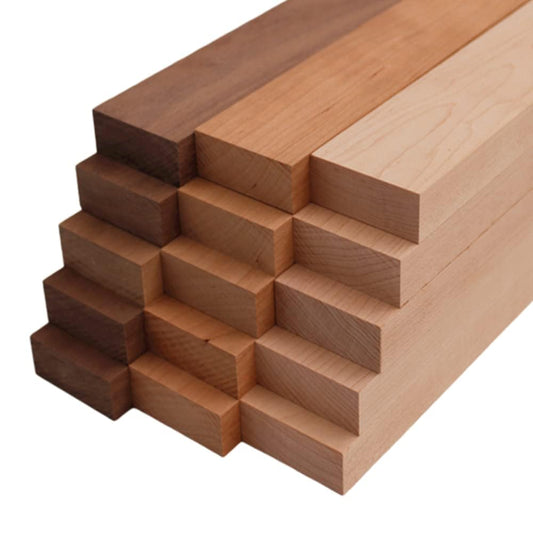 Variety Pack - 5 Walnut, 5 Maple, 5 Cherry Hardwood Boards (3/4" x 2" x 18") - 15 Pcs Total for Woodworking, Crafting, DIY Projects, Wood Carving