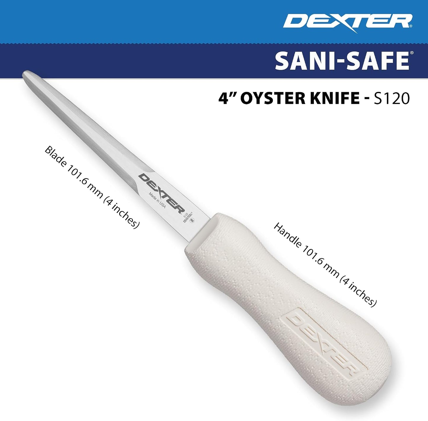 Dexter S120-PCP Sani-Safe Oyster Knife with Polypropylene Handle, 4-Inch, Boston Style