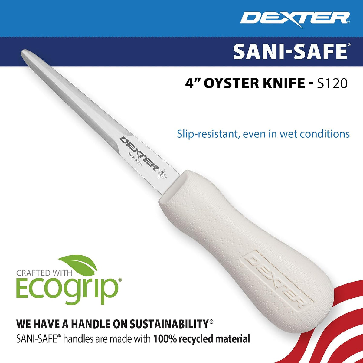Dexter S120-PCP Sani-Safe Oyster Knife with Polypropylene Handle, 4-Inch, Boston Style