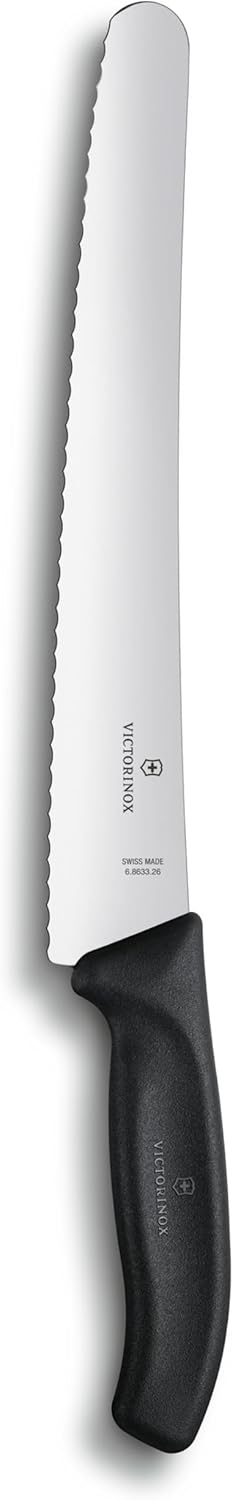 Swiss Classic 10.25-Inch Curved Bread Knife with Serrated Edge and Black Handle