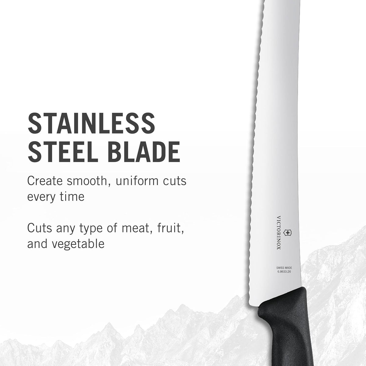 Swiss Classic 10.25-Inch Curved Bread Knife with Serrated Edge and Black Handle