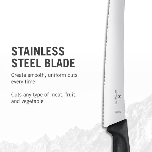 Swiss Classic 10.25-Inch Curved Bread Knife with Serrated Edge and Black Handle