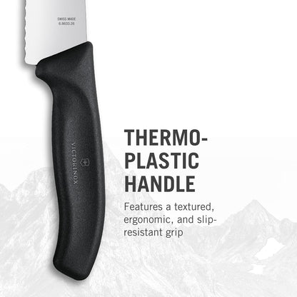 Swiss Classic 10.25-Inch Curved Bread Knife with Serrated Edge and Black Handle