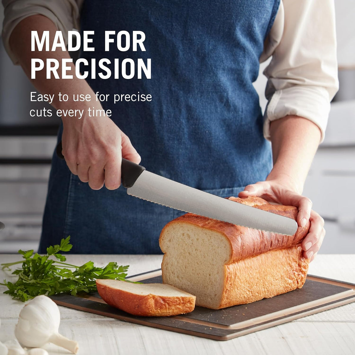 Swiss Classic 10.25-Inch Curved Bread Knife with Serrated Edge and Black Handle