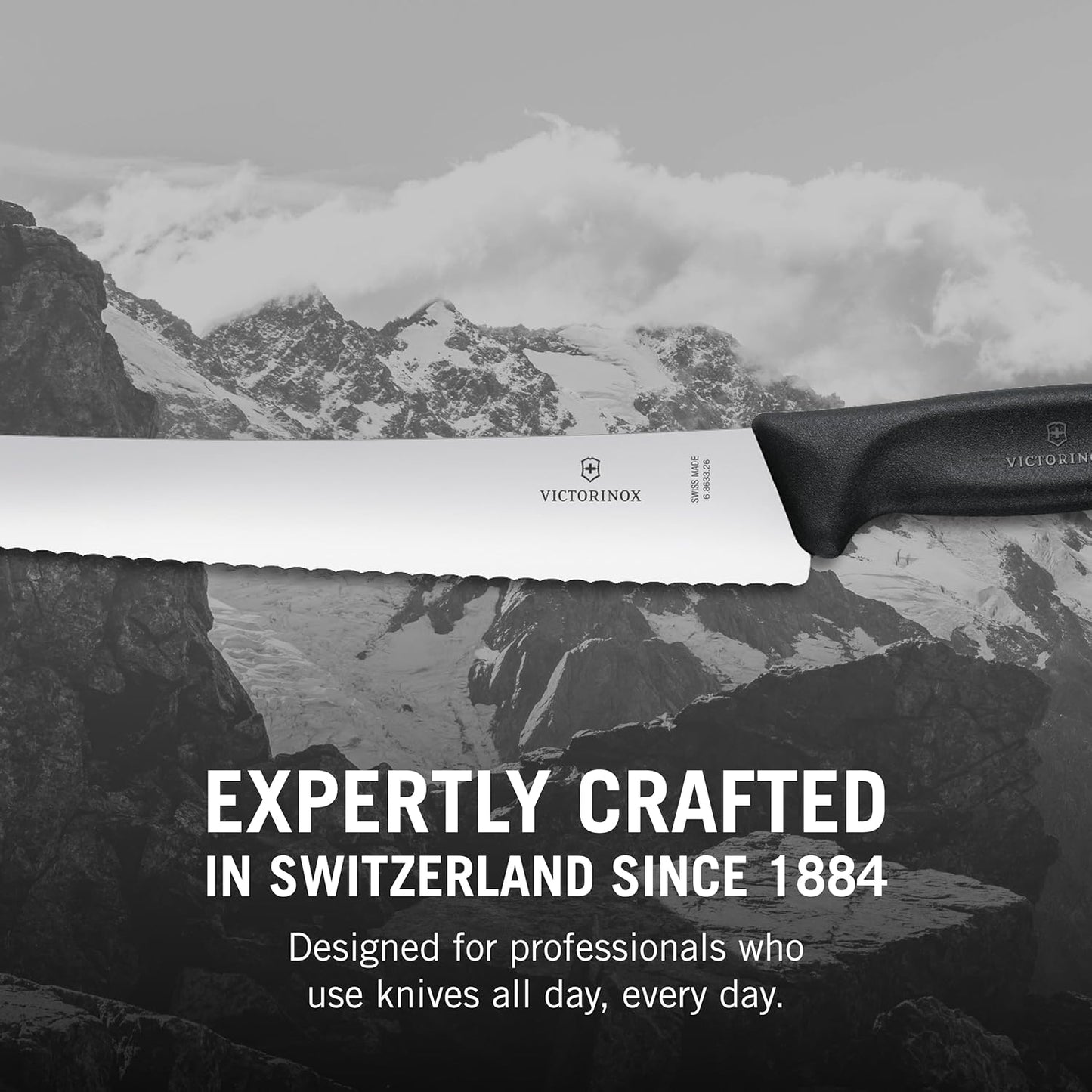 Swiss Classic 10.25-Inch Curved Bread Knife with Serrated Edge and Black Handle