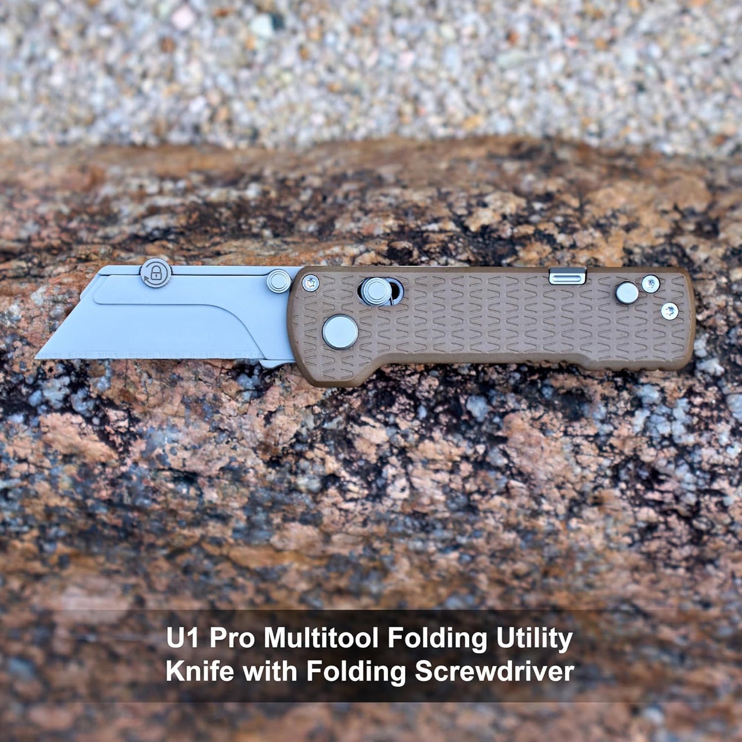 U1 Pro Multitool Folding Utility Knife with Folding Screwdriver | Quick Change Blade EDC Utility Knife with Secure Rail Lock & Pocket Clip for Men & Women (Green Micarta)