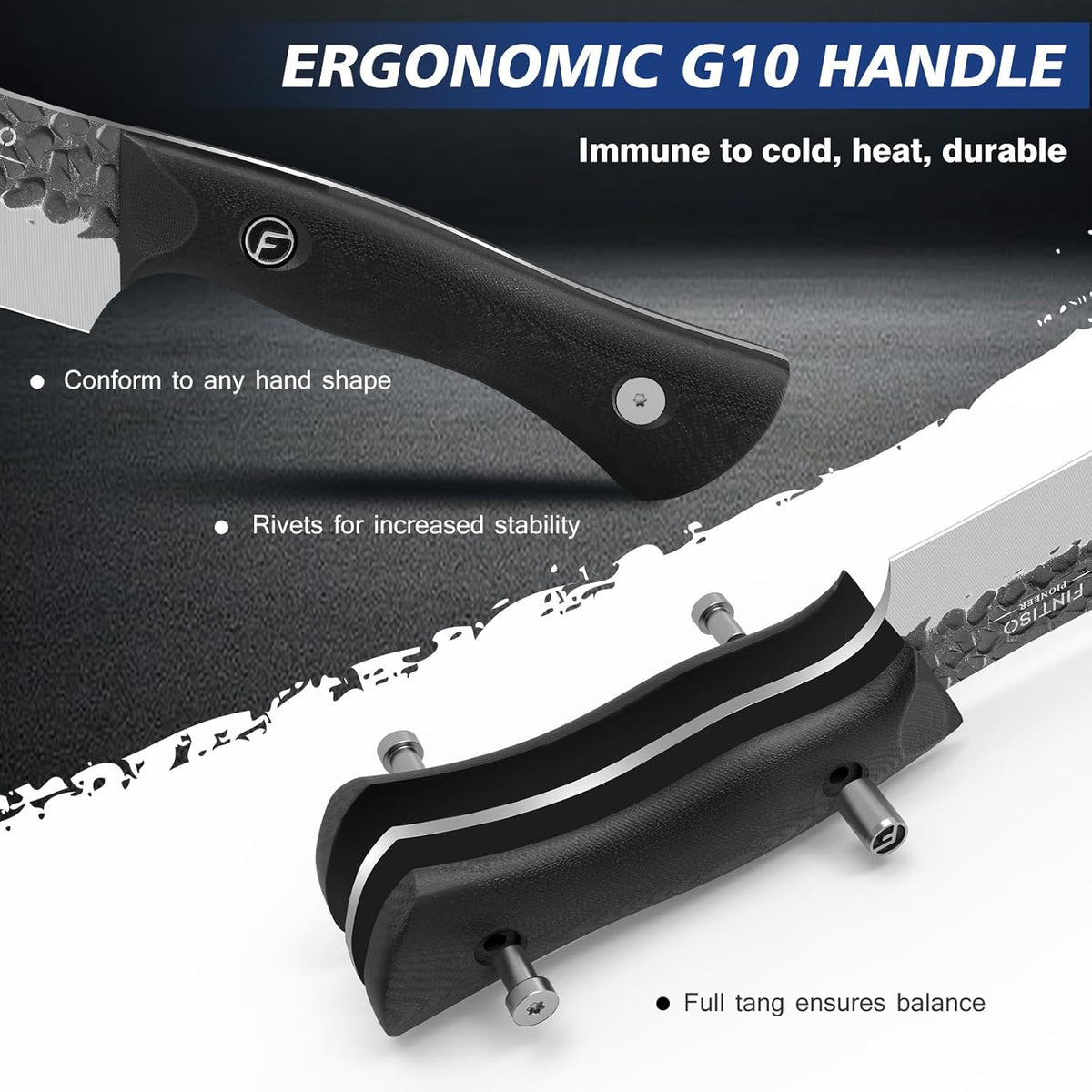 Chef Knife 7 Inch, Boning Knife with G10 Handle, Sharp Viking Knife | Professional Butcher Knife with Ergonomic Full-Tang Handle, Japanese Kitchen Knife for Home, Camping & BBQ