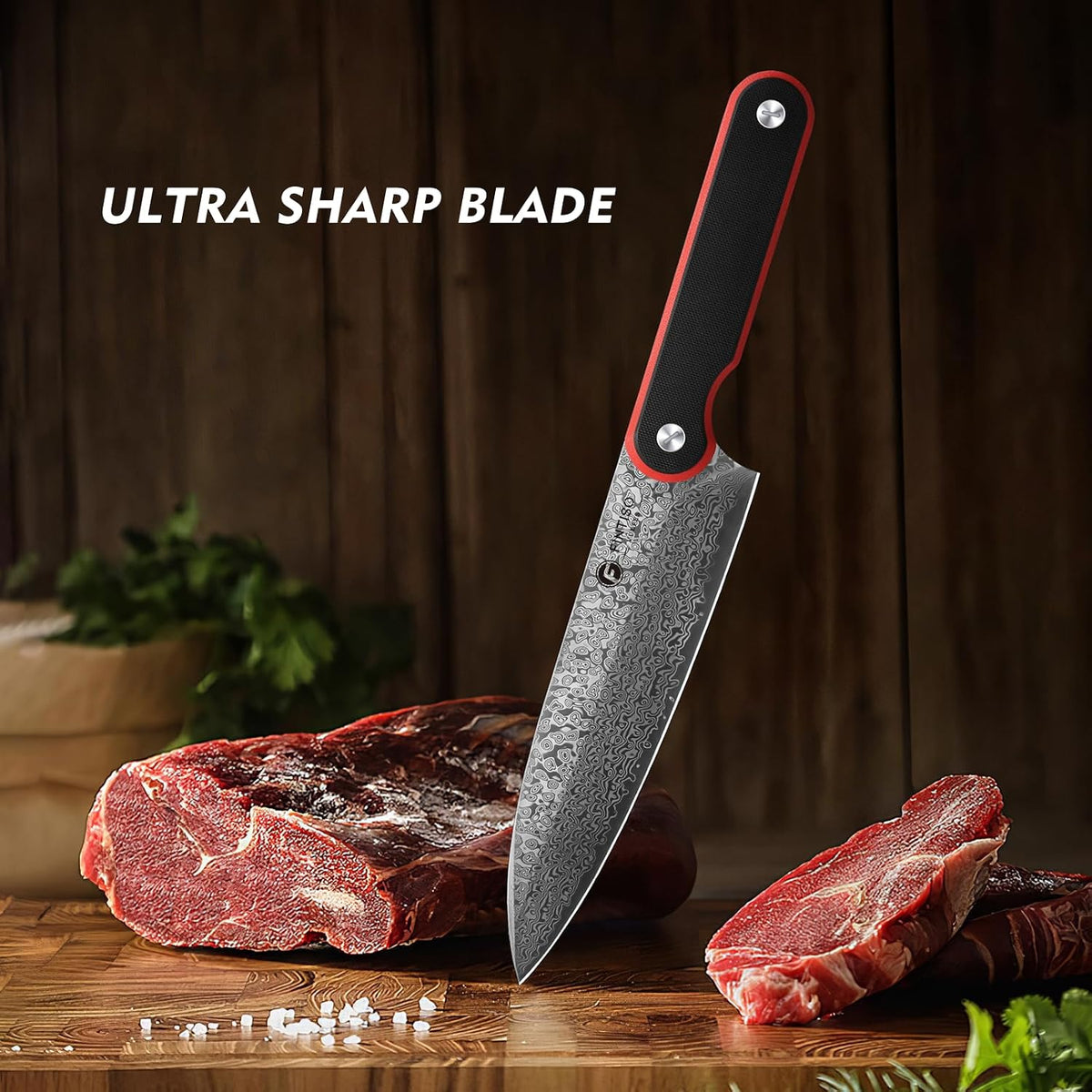 Chef Knife 7 Inch, Boning Knife with G10 Handle, Sharp Viking Knife | Professional Butcher Knife with Ergonomic Full-Tang Handle, Japanese Kitchen Knife for Home, Camping & BBQ