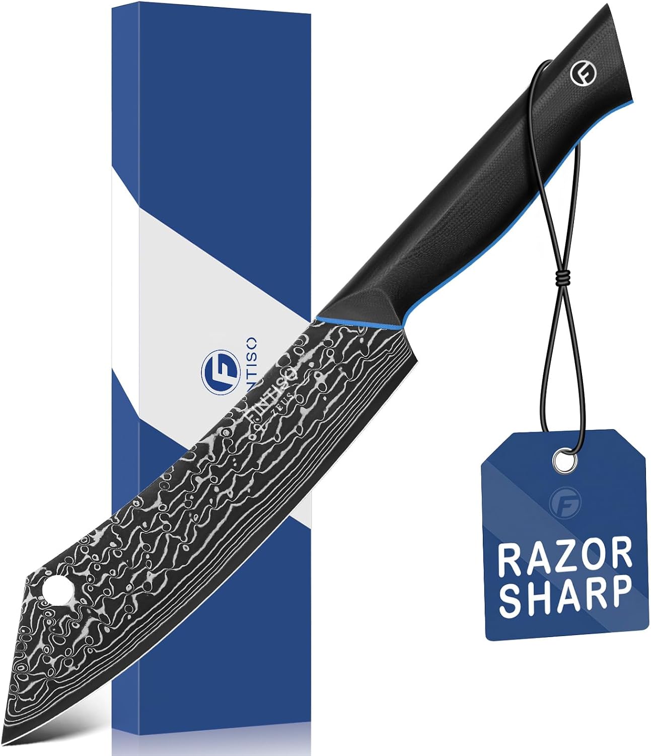Chef Knife 7 Inch, Boning Knife with G10 Handle, Sharp Viking Knife | Professional Butcher Knife with Ergonomic Full-Tang Handle, Japanese Kitchen Knife for Home, Camping & BBQ