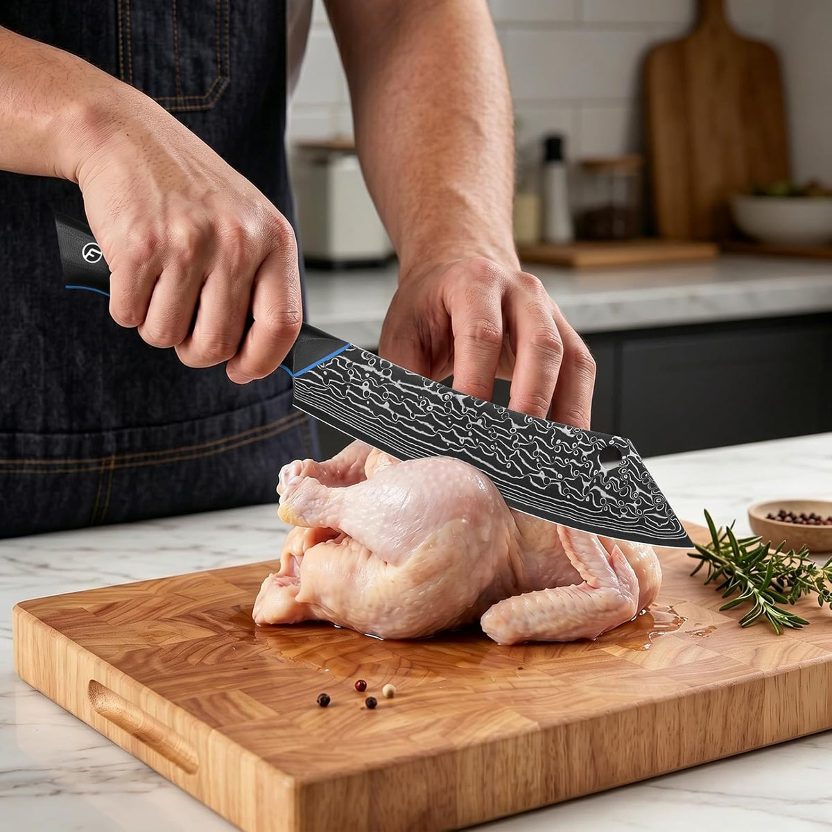 Chef Knife 7 Inch, Boning Knife with G10 Handle, Sharp Viking Knife | Professional Butcher Knife with Ergonomic Full-Tang Handle, Japanese Kitchen Knife for Home, Camping & BBQ