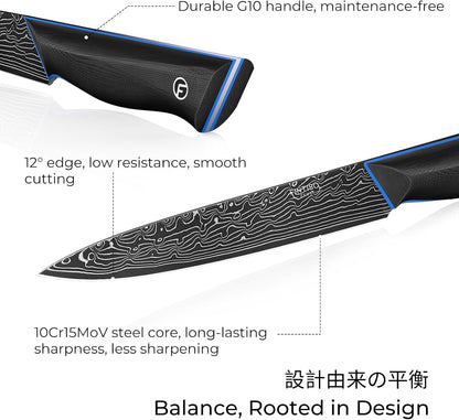 Chef Knife 7 Inch, Boning Knife with G10 Handle, Sharp Viking Knife | Professional Butcher Knife with Ergonomic Full-Tang Handle, Japanese Kitchen Knife for Home, Camping & BBQ