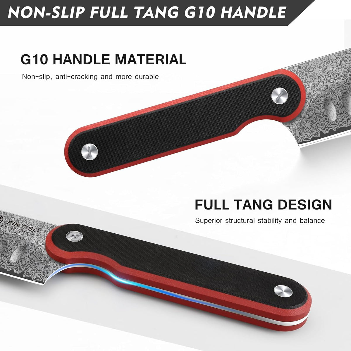 Chef Knife 7 Inch, Boning Knife with G10 Handle, Sharp Viking Knife | Professional Butcher Knife with Ergonomic Full-Tang Handle, Japanese Kitchen Knife for Home, Camping & BBQ