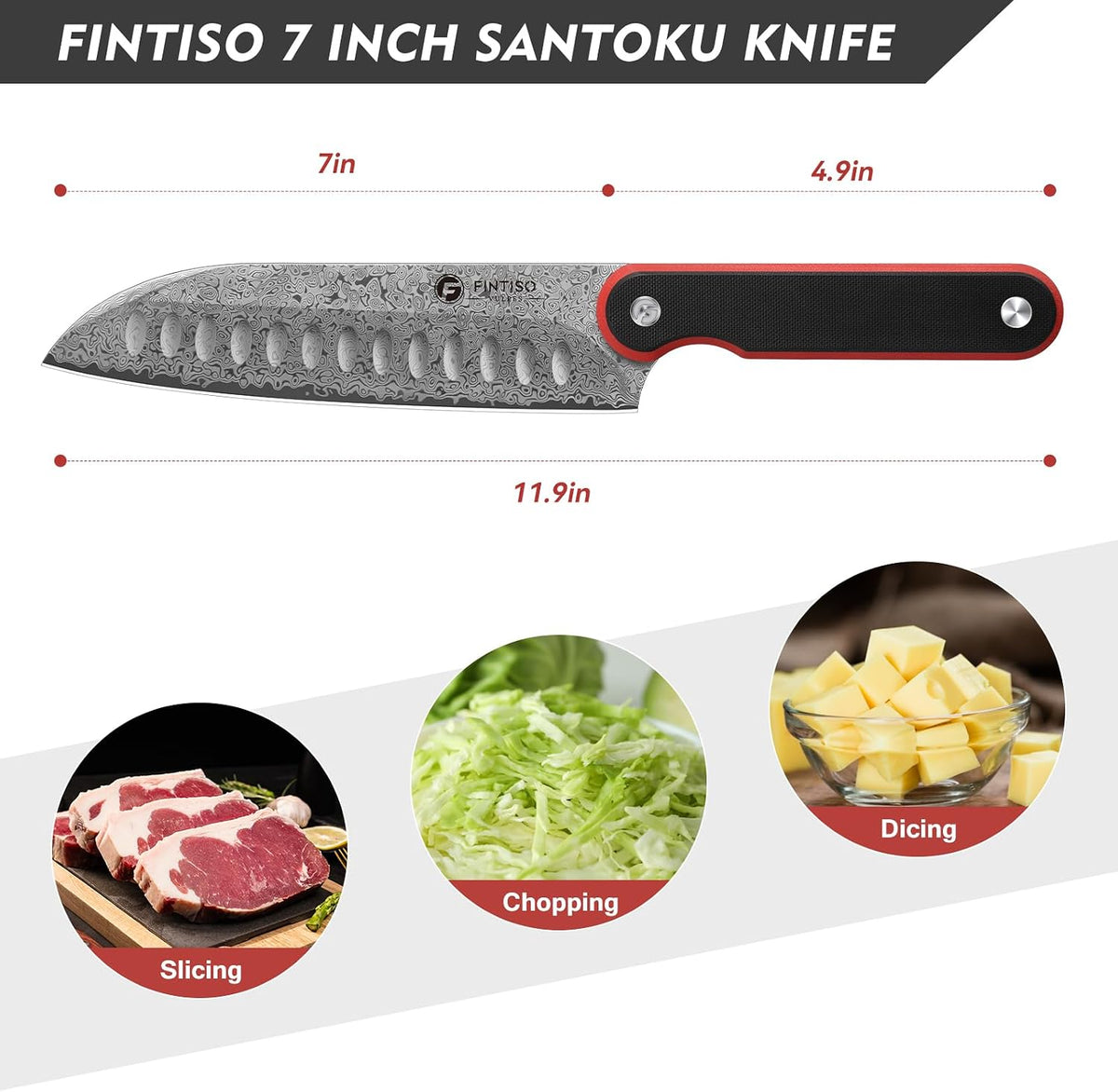 Chef Knife 7 Inch, Boning Knife with G10 Handle, Sharp Viking Knife | Professional Butcher Knife with Ergonomic Full-Tang Handle, Japanese Kitchen Knife for Home, Camping & BBQ