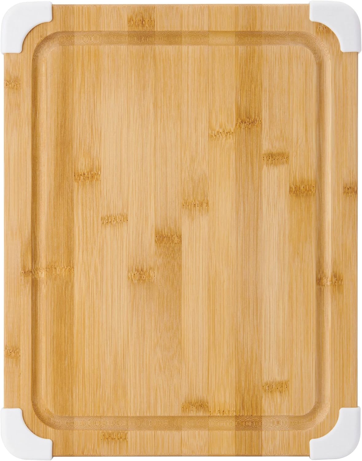 Nonslip Bamboo Cutting Board with Juice Groove, 11x14 Inch, White