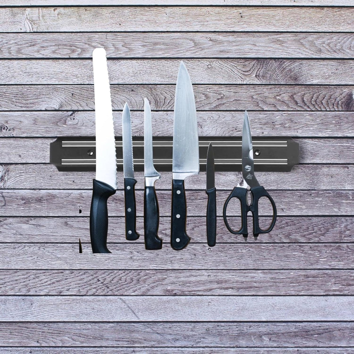 Magnetic Knife Strip| 15.9 Inch Wall Mounted Knife Holder| Modern Black Knife Display Case for Walls