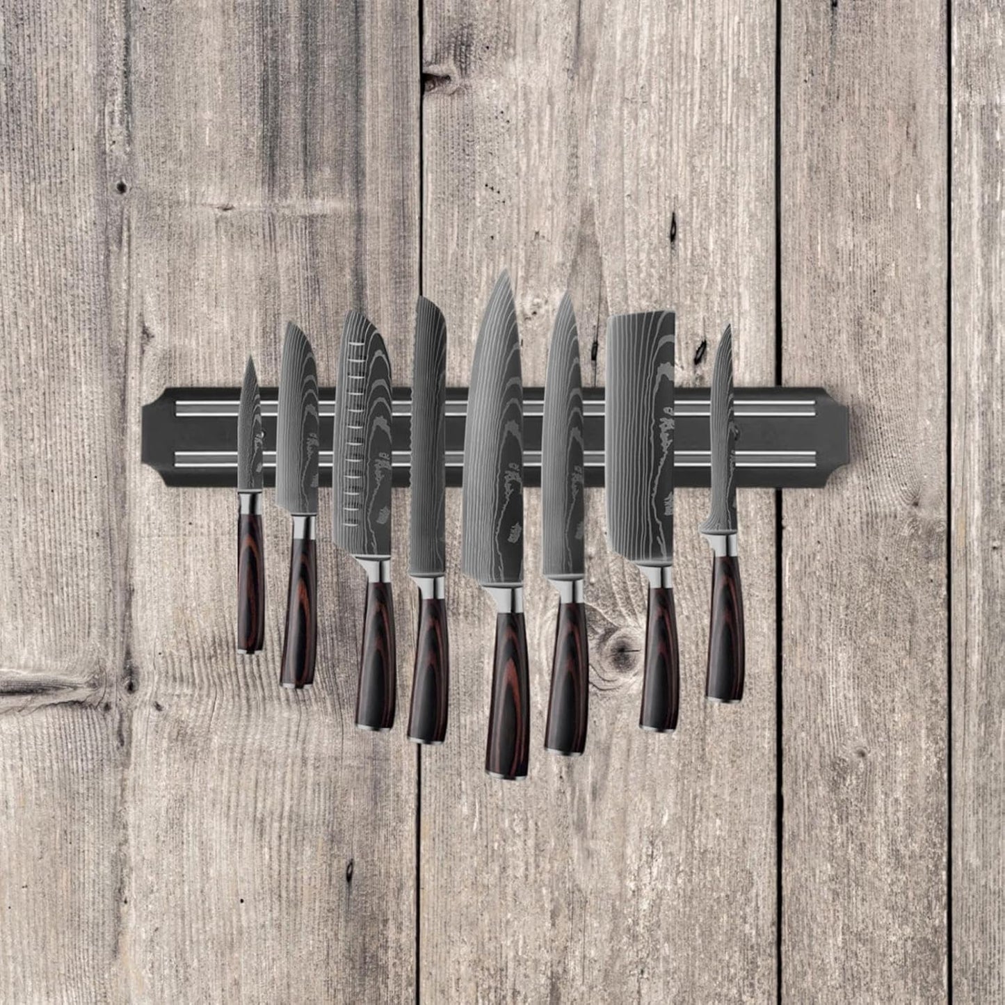 Magnetic Knife Strip| 15.9 Inch Wall Mounted Knife Holder| Modern Black Knife Display Case for Walls