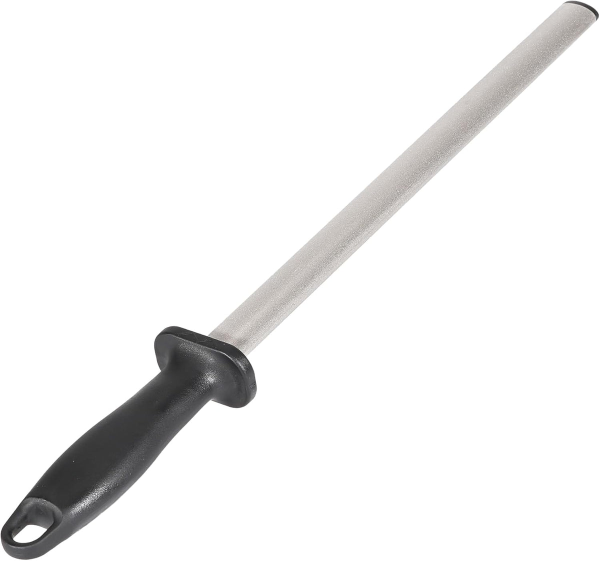 Professional Diamond Knife Sharpener, 12 Inch Oval Honing Rod with Ergonomic PP Handle, Durable Sharpening Steel for Polishing Chef Kitchen Knives