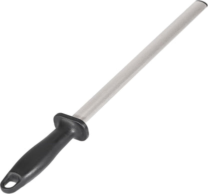 Professional Diamond Knife Sharpener, 12 Inch Oval Honing Rod with Ergonomic PP Handle, Durable Sharpening Steel for Polishing Chef Kitchen Knives