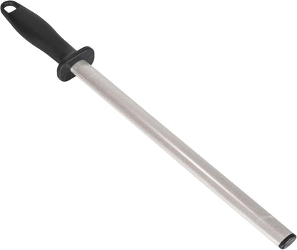 Professional Diamond Knife Sharpener, 12 Inch Oval Honing Rod with Ergonomic PP Handle, Durable Sharpening Steel for Polishing Chef Kitchen Knives