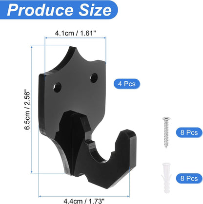 4 Pcs Sword Holder Wall Mount Sword Racks Acrylic Wall Sword Display Hanger with Mounting Tools for Knife Martial Arts Sword Placement Display, Black(Shield)