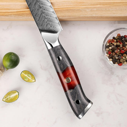 Seido Inferuno 8 Inch AUS-10 Damascus Sujihiki Slicing Knife | Razor-sharp Japanese slicing knife for sushi, brisket, roasts, and clean protein slices