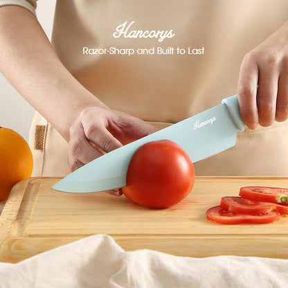 Knife Set, 13 PCS Colorful Kitchen Knives Set with 6 Blade Guards | Stainless Steel Blades, Ceramic Nonstick Coating, Rust-Resistant, Non-Slip, Dishwasher Safe, House Warming Gifts New Home