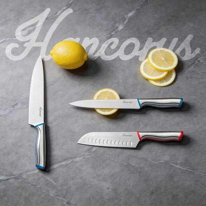 Knife Set, 13 PCS Colorful Kitchen Knives Set with 6 Blade Guards | Stainless Steel Blades, Ceramic Nonstick Coating, Rust-Resistant, Non-Slip, Dishwasher Safe, House Warming Gifts New Home