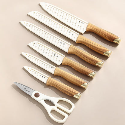 Knife Set, 13 PCS Colorful Kitchen Knives Set with 6 Blade Guards | Stainless Steel Blades, Ceramic Nonstick Coating, Rust-Resistant, Non-Slip, Dishwasher Safe, House Warming Gifts New Home