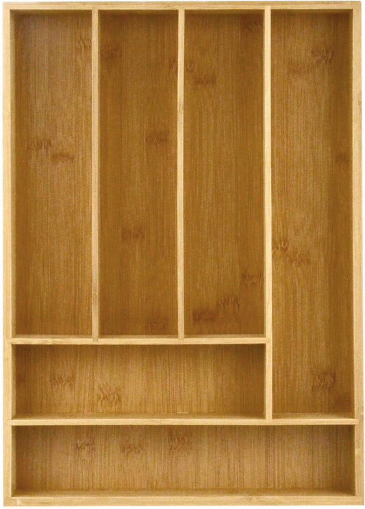 Drawer Organizer Bamboo Cutlery Tray Silverware Organizer/Utensil Holder, Drawer Dividers Organizer for Silverware, Flatware, Knives in Kitchen