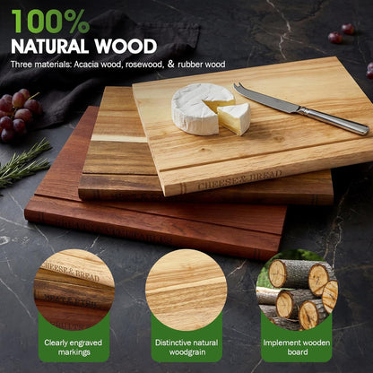 Book Cutting Board Set with Wooden Stand-Wooden Kitchen Cutting Boards That Look Like Books for Cheese Meat Vegetables, Chopping Board Gift Set for Home Cooks & Kitchen Decor