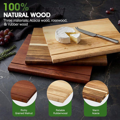 Book Cutting Board Set with Wooden Stand-Wooden Kitchen Cutting Boards That Look Like Books for Cheese Meat Vegetables, Chopping Board Gift Set for Home Cooks & Kitchen Decor