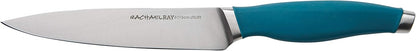 Rachael Ray Cutlery Japanese Stainless Steel Knives Set with Sheaths, 8-Inch Chef Knife, 5-Inch Santoku Knife, and 3.5-Inch Paring Knife, Gray