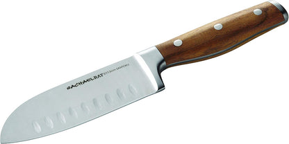 Rachael Ray Cutlery Japanese Stainless Steel Knives Set with Sheaths, 8-Inch Chef Knife, 5-Inch Santoku Knife, and 3.5-Inch Paring Knife, Gray