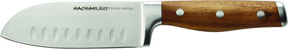Rachael Ray Cutlery Japanese Stainless Steel Knives Set with Sheaths, 8-Inch Chef Knife, 5-Inch Santoku Knife, and 3.5-Inch Paring Knife, Gray