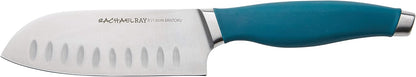 Rachael Ray Cutlery Japanese Stainless Steel Knives Set with Sheaths, 8-Inch Chef Knife, 5-Inch Santoku Knife, and 3.5-Inch Paring Knife, Gray