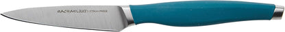 Rachael Ray Cutlery Japanese Stainless Steel Knives Set with Sheaths, 8-Inch Chef Knife, 5-Inch Santoku Knife, and 3.5-Inch Paring Knife, Gray