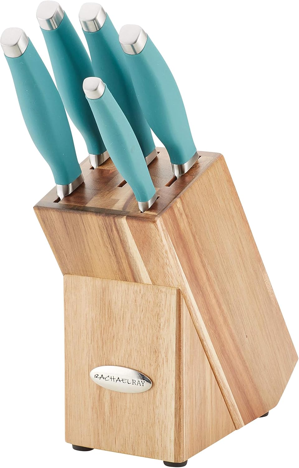 Rachael Ray Cutlery Japanese Stainless Steel Knives Set with Sheaths, 8-Inch Chef Knife, 5-Inch Santoku Knife, and 3.5-Inch Paring Knife, Gray