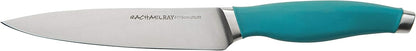 Rachael Ray Cutlery Japanese Stainless Steel Knives Set with Sheaths, 8-Inch Chef Knife, 5-Inch Santoku Knife, and 3.5-Inch Paring Knife, Gray