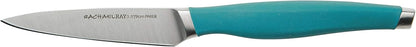 Rachael Ray Cutlery Japanese Stainless Steel Knives Set with Sheaths, 8-Inch Chef Knife, 5-Inch Santoku Knife, and 3.5-Inch Paring Knife, Gray