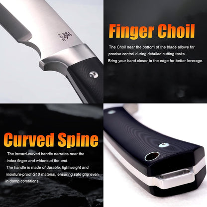 Fixed Blade Bushcraft Knife with Sheath,12.6'' Full Tang Tactical Bowie Knife for Camping Hunting G10 Handle,Outdoor Survival Knives for Men EDC AUS-8 Steel Blade Hiking