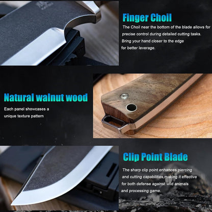 Fixed Blade Bushcraft Knife with Sheath,12.6'' Full Tang Tactical Bowie Knife for Camping Hunting G10 Handle,Outdoor Survival Knives for Men EDC AUS-8 Steel Blade Hiking