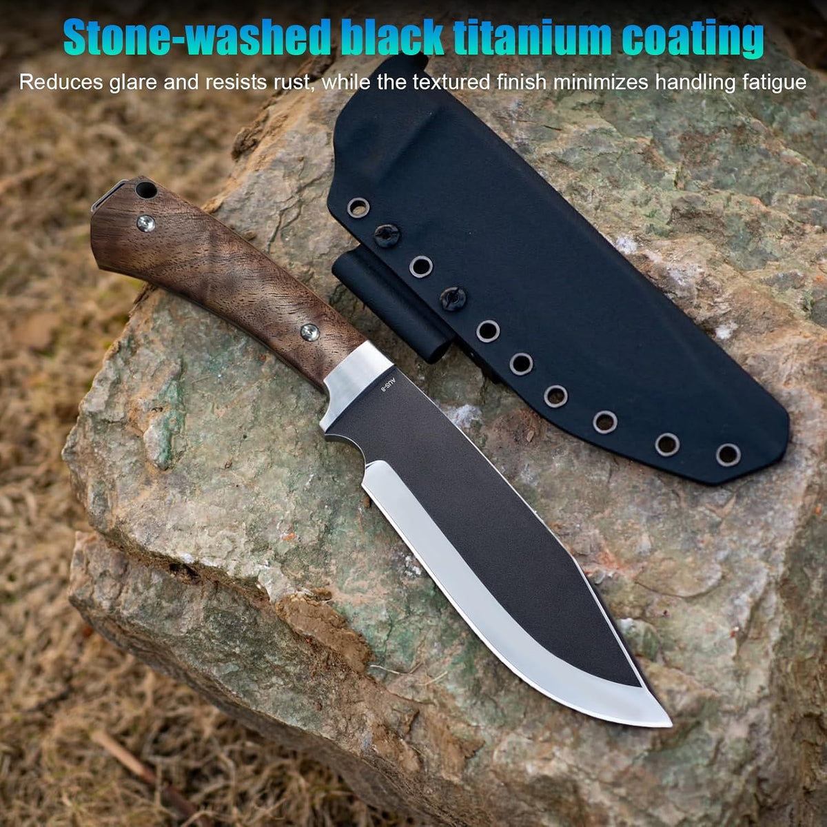 Fixed Blade Bushcraft Knife with Sheath,12.6'' Full Tang Tactical Bowie Knife for Camping Hunting G10 Handle,Outdoor Survival Knives for Men EDC AUS-8 Steel Blade Hiking