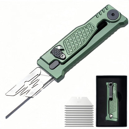 5.8" Aluminium Utility Knife, EDC Box Cutter with Clip, CNC Unibody, Lightweight All Metal Folding Box Cutter, Ideal Gifts for Men Women, with 10 Extra Blades（Orange）