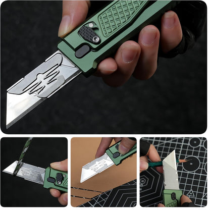 5.8" Aluminium Utility Knife, EDC Box Cutter with Clip, CNC Unibody, Lightweight All Metal Folding Box Cutter, Ideal Gifts for Men Women, with 10 Extra Blades（Orange）