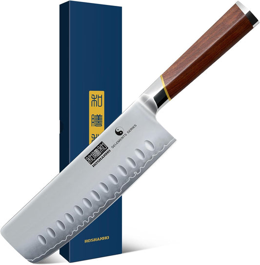 Nakiri Knife 7", Razor Sharp Japanese Chef Knife for Vegetables | High Carbon Steel Kitchen Knife, Multipurpose Cleaver Knife with Ergonomic Rosewood Handle, Ideal Gift for Men and Women