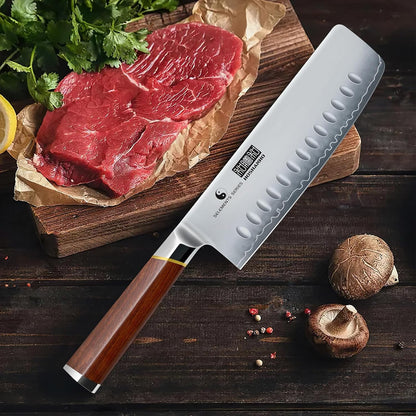 Nakiri Knife 7", Razor Sharp Japanese Chef Knife for Vegetables | High Carbon Steel Kitchen Knife, Multipurpose Cleaver Knife with Ergonomic Rosewood Handle, Ideal Gift for Men and Women