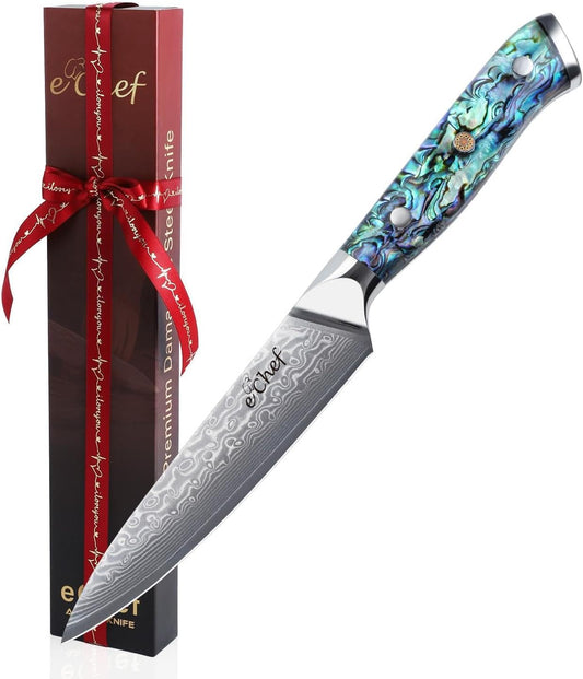 5-Inch Multifunctional Knife, 67-Layer Damascus VG-10 Steel, Abalone Handle, Sharp Knife for Fruits & Vegetables, Gift Box(5-inch utility knife)