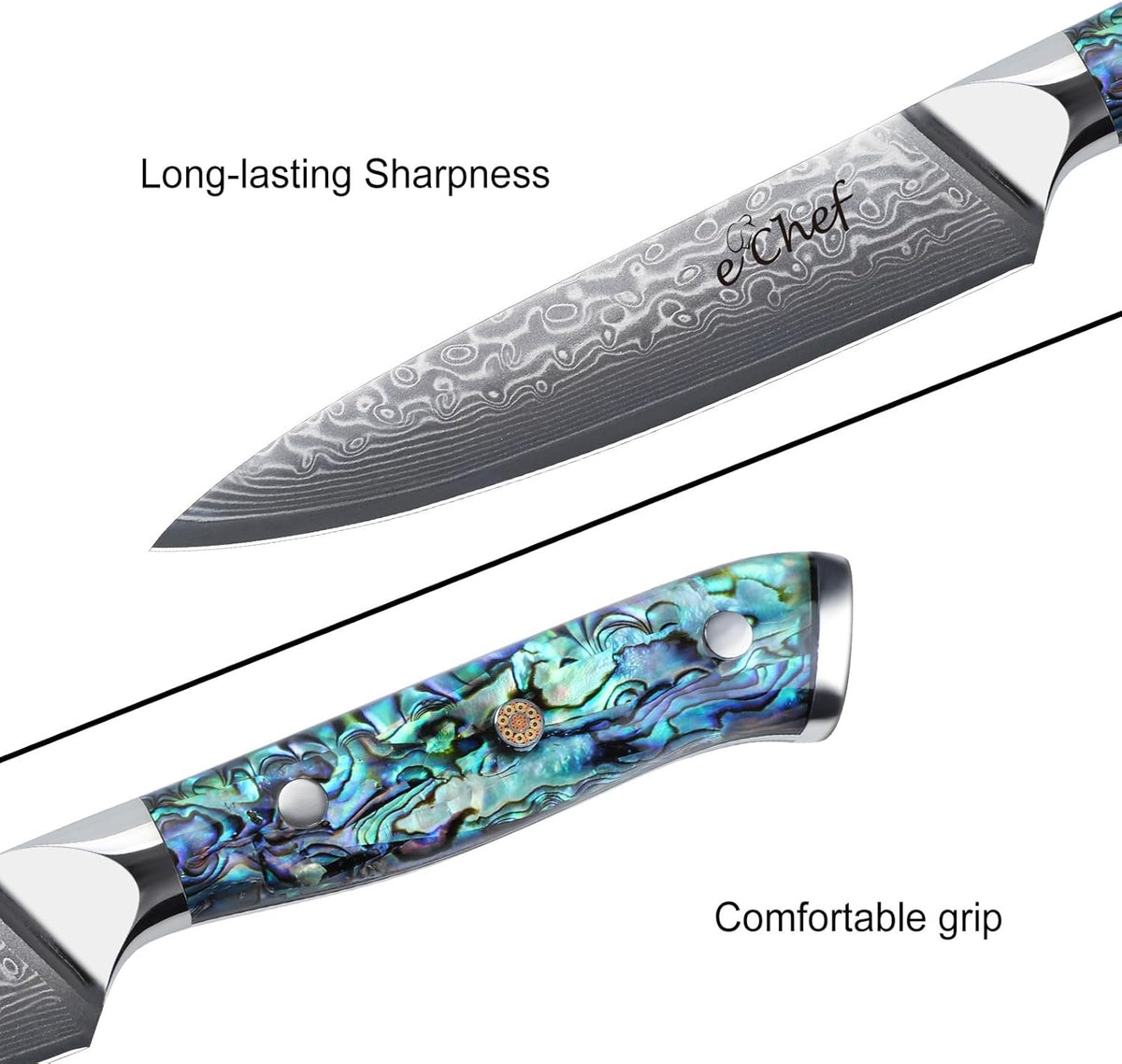 5-Inch Multifunctional Knife, 67-Layer Damascus VG-10 Steel, Abalone Handle, Sharp Knife for Fruits & Vegetables, Gift Box(5-inch utility knife)
